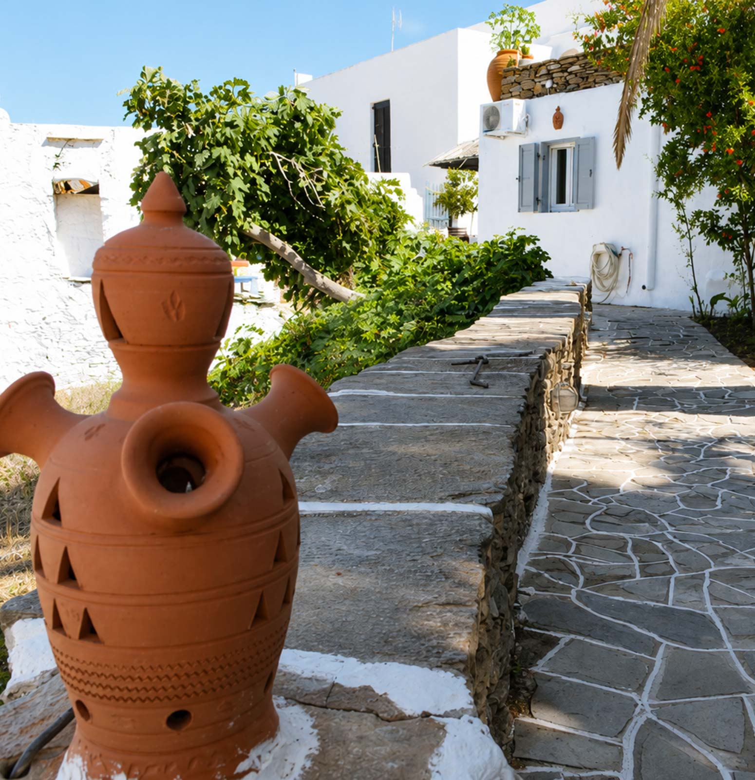 Η αυλή στο διαμέρισμα Κελάρι στο YiaYias home στη Σίφνο